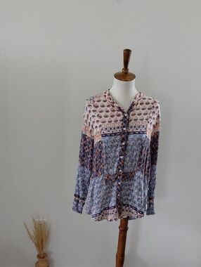 Free People Mixed Medi Printed Button Down Shirt